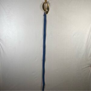 Alexis Kirk NY Paris London Blue Pebble Leather Belt W/Gold Abstract Buckle
